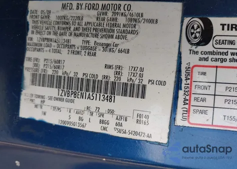 2010 Ford Mustang V6/V6 Premium из США, поврежденный, VIN 1ZVBP8EN1A5113481